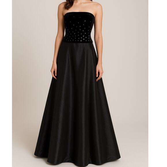 Scott McClintock Millennium 2000 Strapless Sequin Velvet Satin Gown Size 8 - Picture 1 of 12